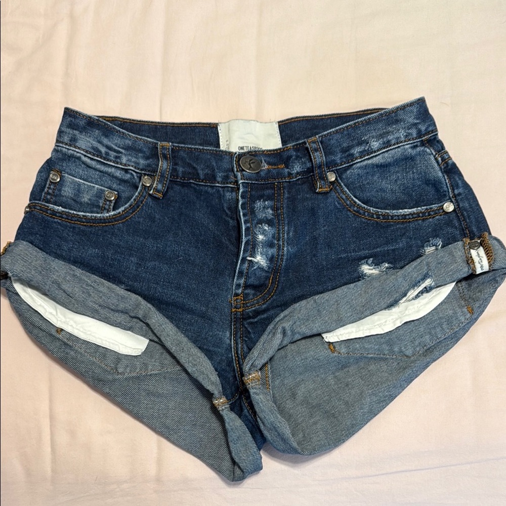 One Teaspoon Blue Jean Shorts Distressed Cutoffs